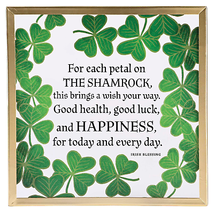 Elegant Framed Wall Art With Irish Blessing And Shamrock Design - $25.95