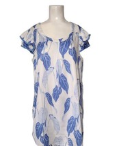 Persifor Caladium Shift Dress Sz XL Blue White Ruffle Fringe Cotton Coas... - $37.99
