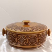 Vintage Glazed Honey Brown Aztec/ Mayan/ Mexican Style Crock Pot/ Bowl with Lid - £27.22 GBP
