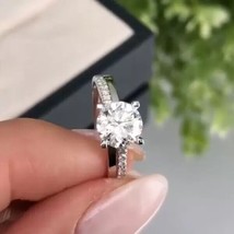 1. 5 Ctw Round Cut Real Moissanite 14K White Gold Over Solitaire Engagem... - $113.47