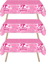 Pink Girl Party Disposable Tablecloths 86X51In 3Pcs Princess Girl Birthday Party - £18.51 GBP