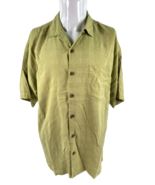 Tommy Bahama Mens Medium Silk Button Up Shirt Short Sleeve Green Checkered - $18.95