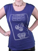 Bench UK Femmes Lyme Bleu Fente Machine Cerise Diamant T-Shirt BLGA2340 Nwt - £11.23 GBP