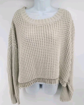 Flat White Crochet Sweater Bedazzled Fringe Womens Size L - £21.66 GBP