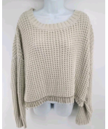 Flat White Crochet Sweater Bedazzled Fringe Womens Size L - £21.75 GBP