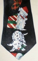 Dalmatians Christmas Dogs Black Necktie Silk ADDICTION - $14.84