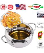 Elegant 8-Inch Stainless Steel Tempura Fryer with Thermometer – Perfect ... - $66.88 CAD