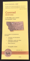 1989 Conrad Montana MT BLM Edition Topo Map 30x60 Minute 1:100K Scale USGS - $9.49