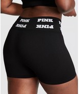 Victoria&#39;s Secret PINK 3&quot; SEAMLESS Soft Bike SHORTS Small Black Tape Logo - $25.74