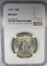 1947-P Silver Walking Liberty Half Dollar NGC MS66+ Coin AI988 - £832.69 GBP