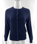 Charter Club Cardigan Sweater Size Large Petite Pointelle Textured Navy ... - $546.43 MXN