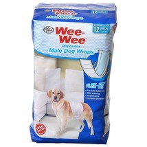 Four Paws Wee Wee Disposable Male Dog Wraps Medium/Large - 12 Pack - (Fits Waist - £50.44 GBP