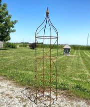 64&quot; Rose Plant Support Garden Trellis Topiary, Round Wrought Iron Obelisk - $194.95