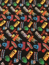 Marvel Superheroes Toss Cotton Fabric on Black Background 1/2 yd - £3.69 GBP