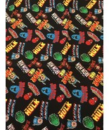 Marvel Superheroes Toss Cotton Fabric on Black Background 1/2 yd - £3.64 GBP