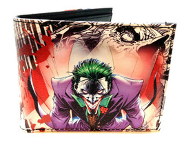 Dc Comics The Joker Sublimated Print Graphic Pu Faux Leather Mens Bifold Wallet - £6.68 GBP