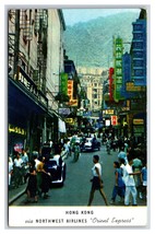 Hong Kong Street View Northwest Orient Airlines Issued UNP Chrome Postcard U14 - £2.06 GBP
