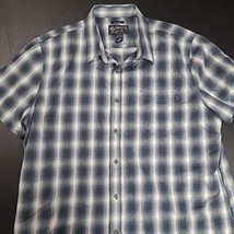 American Rag Shirt Mens XXL Blue Linen Blend Short Sleeve Button Front N... - $12.00
