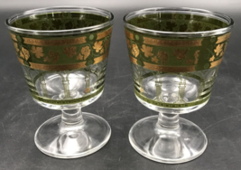 Vintage Cera Golden Green Grapes Leaves Stem Footed Cocktail Glasses Bar... - £14.70 GBP