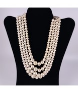 ✅ Vintage Faux Pearl Layered Strand Necklace Ivory Color 18&quot; Silver Tone... - £7.62 GBP
