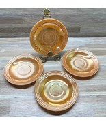 Vintage Fire King Iridescent 3 Bands Peach Lustre Saucers Lot of 4 - £12.76 GBP