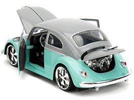 1959 Volkswagen Beetle Gray and Light Blue &quot;Punch Buggy&quot; Series 1/24 Diecast Mod - £31.12 GBP