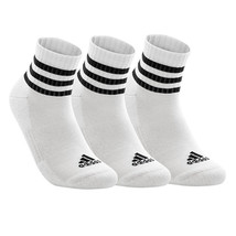 adidas 3-Stripes Cushioned Mid-Cut Socks 3 Pairs Unisex Sportswear White... - $27.81