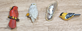 WOODEN BROOCH PINS LOT of 4 BIRDS - VINTAGE HAND CRAFTED - $15.73