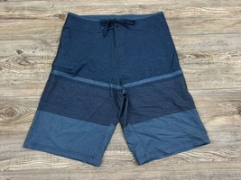 Burnside Boardshorts Men&#39;s Medium Blue Stripe Stretchy Un-Lined Style #BK9363-JC - £7.83 GBP