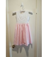 Vintage Peaches n Cream Girls SIZE 6 Light Pink White Floral Dress Roses - $29.65