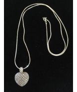 Vintage Sterling Silver Pendant, 925 Heart with Genuine Diamonds on 24&quot; ... - $2,615.53 MXN