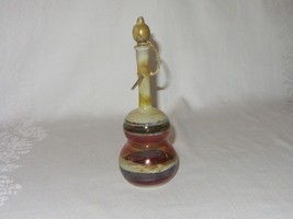 Vintage Blown Glass Perfume Bottle w Stopper Hand Made Israel Rainbow color - £23.35 GBP