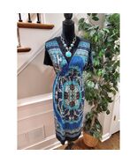 Women&#39;s Blue &amp; Black Polyester V-Neck Short Sleeve Casual knee Length Dr... - $508.49 MXN