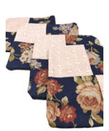 Fabric Coasters Set 4 Cottagecore Romantic Decor Blue English Country Ha... - €23,99 EUR