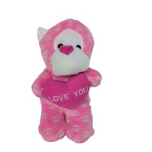 Valentines Day Pink White Monkey Love You Lip Print Plush Stuffed Animal 9&quot; - £12.26 GBP