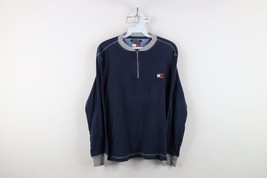 Vintage 90s Tommy Hilfiger Womens Medium Spell Out Ribbed Knit Half Zip ... - $34.60