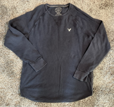 American Eagle Thermal Shirt Mens Large Blue Waffle Knit Long Sleeve AE ... - £14.92 GBP