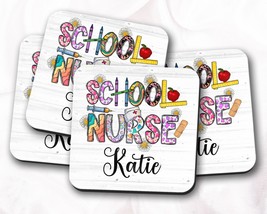 Custom School Nurse Coaster, School Gifts For Christmas, Nursing Sutudent, Schoo - £4.00 GBP