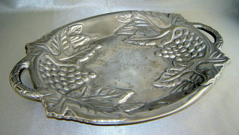 Primary image for CYPRESS HOME Handled Oval Aluminum Metal Grapes & Vines Serving Platter Tray