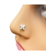 18ct Gold Natural Round Diamond Five Stone Flower Nose Stud 0.07ct - $471.23 CAD