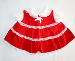 Vintage Babyfair Dress Baby Girls Sz 0-6m Red Velvet Christmas Holiday L... - $19.00