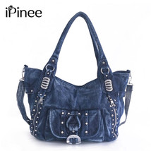 iPinee High Quality Denim Women Handbag Casual Large Capacity Hobos Bag Hot Sell - £60.97 GBP