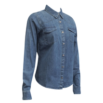 Harley-Davidson Women&#39;s Light Indigo Artist Drive H-D ADV L/S Denim Shirt (S07A) - £21.20 GBP