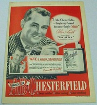 1948 Print Ad Chesterfield Cigarettes Actor Alan Ladd Smoking - £12.83 GBP