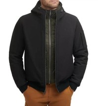 Mens Jacket Winter Dockers Black Hooded Softshell Bomber Weather Resist ... - £55.78 GBP