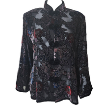 Aris. A Art Medium Wear Velvet Burnout Frog Closure Jacket Sweater Hoild... - $49.99