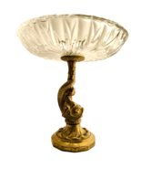 Heavy Cut Glass Compote On Copper Base Of Cherub Riding Serpent Fish Ope... - £66.16 GBP