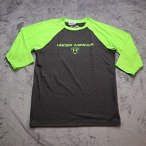 Under Armour Loose L 3/4 Sleeve Baseball Tee Neon Yellow Gray Athletic Y... - $10.87