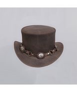 Marlow | Mens Leather Top Hat | Concho Ring Hat Band 100% Crazy Distress Leather - $39.27 - $54.22