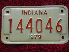 INDIANA MOTORCYCLE LICENSE PLATE 1979 79 # 144046 - $6.92
